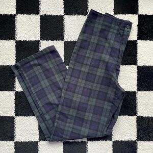 Brandy Melville Green Plaid Straight Leg Pants